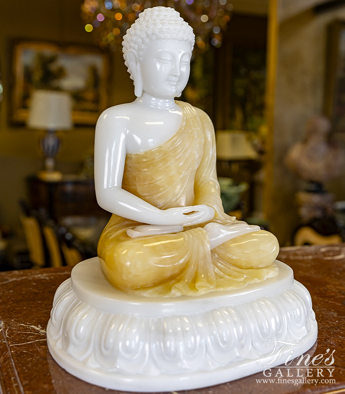 Marble Statues  - 15 Inch Marble And Onyx Buddha Statue  - MS-1436